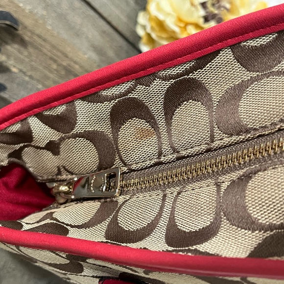 Coach Signature Canvas Tote Bag - Red and Brown - Picture 6 of 12